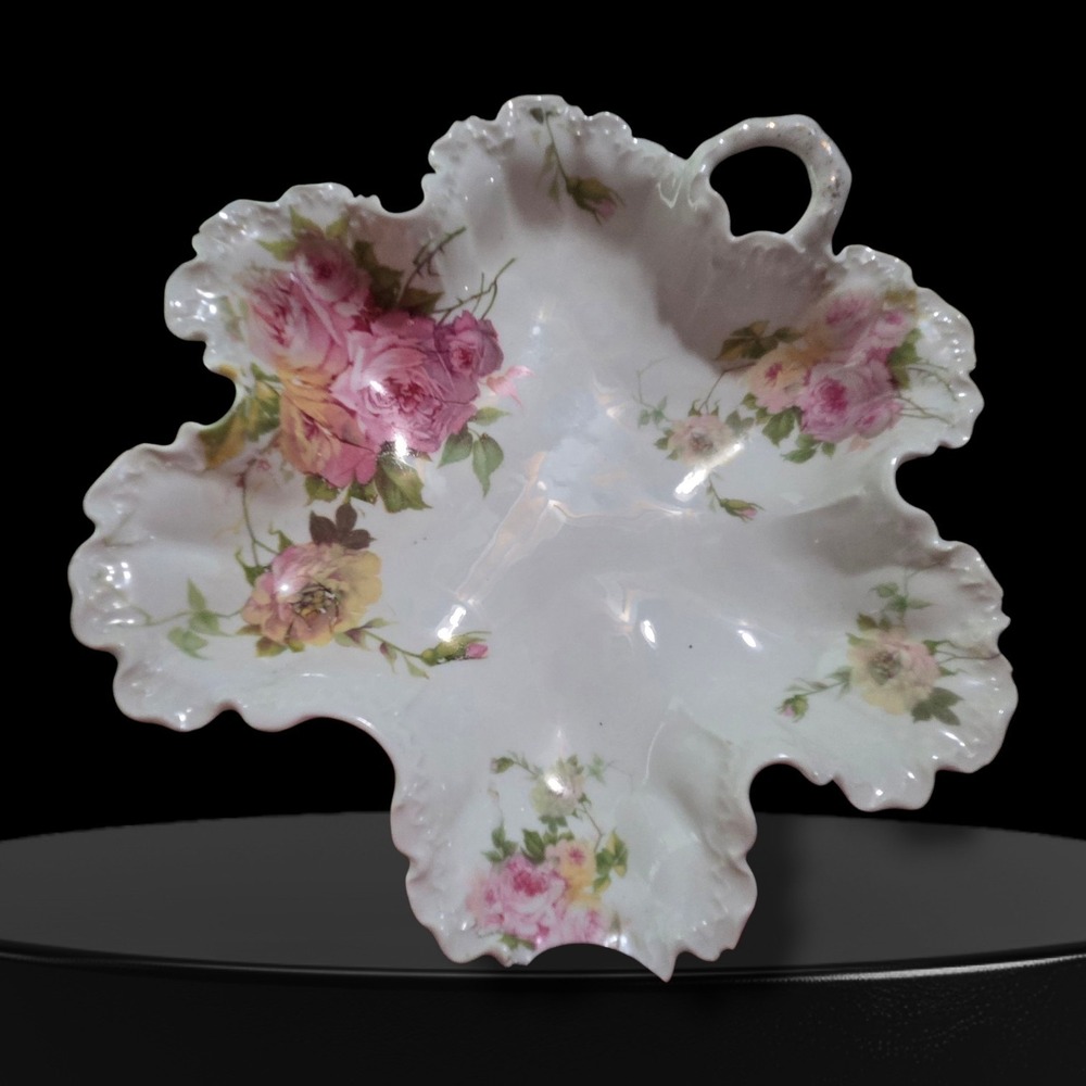 Rosenthal Malmaison‎ Bavaria Ornate China Serving Dish Handpainted Floral c.1898